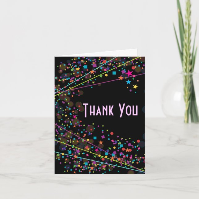 Neon Lights Sweet 16 Club Party Thank You Cards Tack Kort (Framsida)
