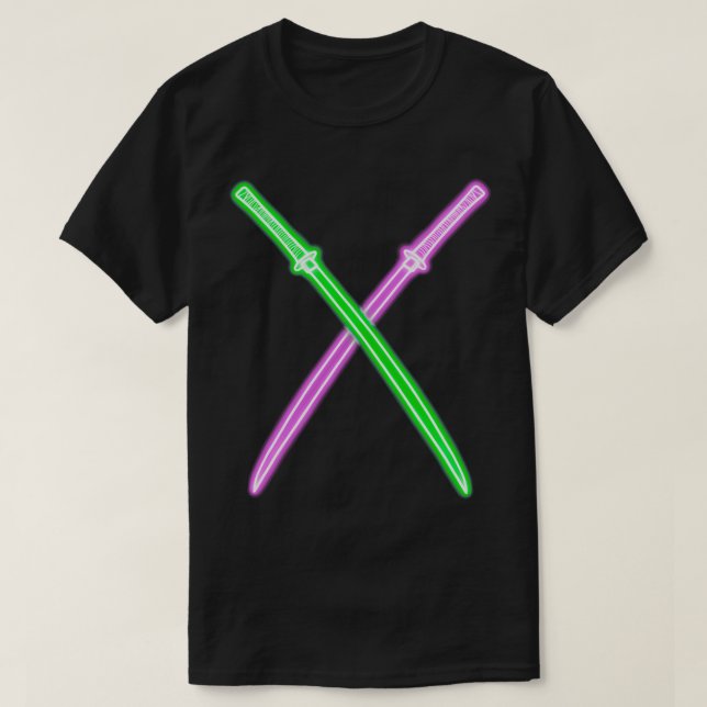 Neon lila amp grönt katana t shirt (Design framsida)