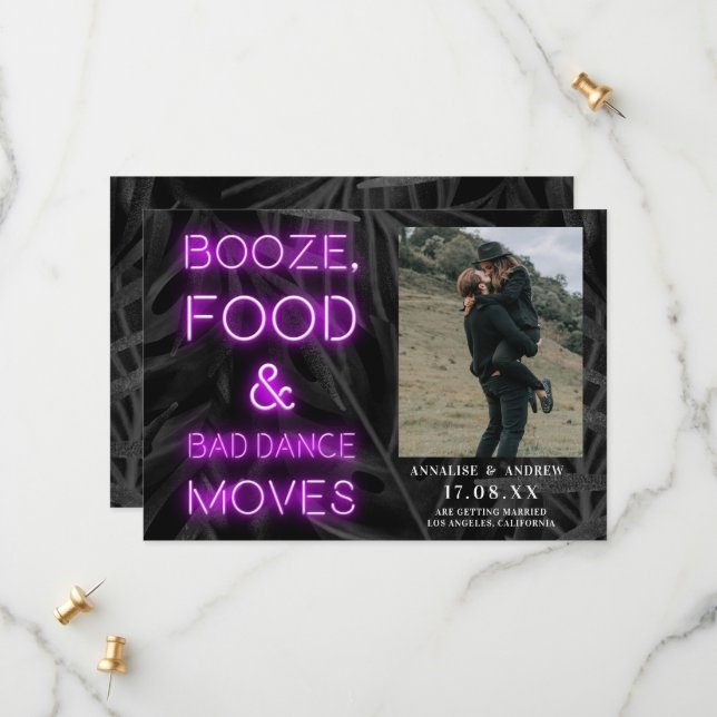 Neon lila avslappnad handflatan löv sparar datumfo spara datumet (Fram/Back In Situ)