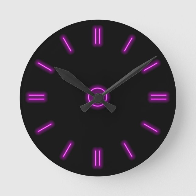 Neon Lila Clock Rund Klocka (Framsida)