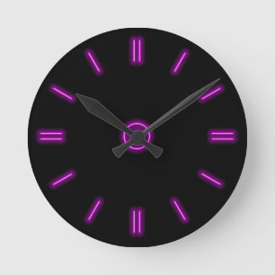 Neon Lila Clock Rund Klocka
