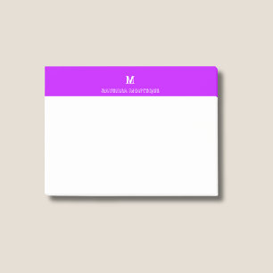 Neon Lila Elegant Personligt Namn Bokstavsmonogram Post-it Block