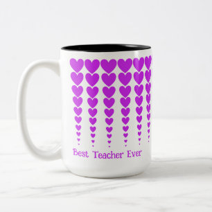 Neon Lila Heart Tinsel, Best Teacher Anpassningsba Två-Tonad Mugg