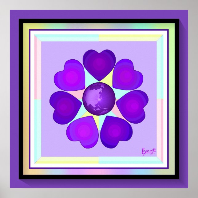 NEON & lila hjärtan slår Poster (Framsidan)