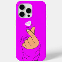 Neon Lila koreansk Finger Heart Sign Warm Skin