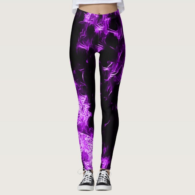 Neon Lila Rave Star Leggings (Framsida)
