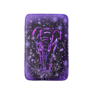 Neon Lila Rosa Elephant Walking at Starry Night  Badrumsmatta