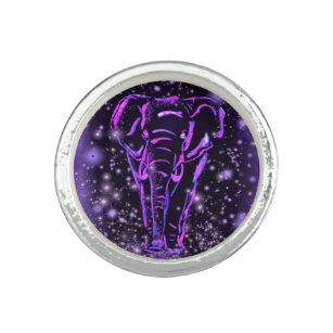 Neon Lila Rosa Elephant Walking at Starry Night Ring