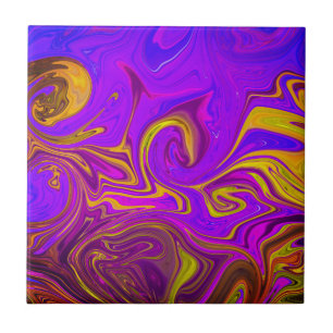 Neon Lila Rosa Gult Abstract Design Kakelplatta