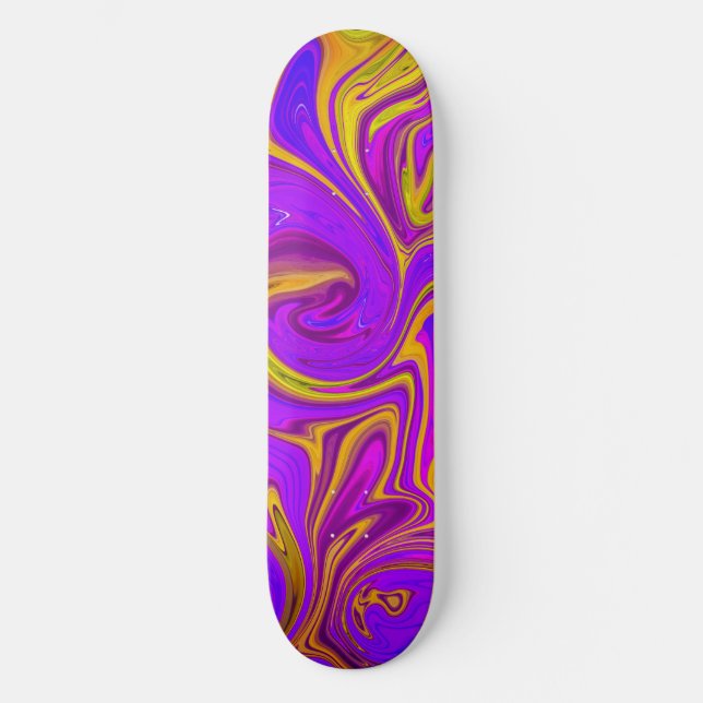 Neon Lila Rosa Gult Abstract Design Mini Skateboard Bräda 18,5 Cm (Framsida)