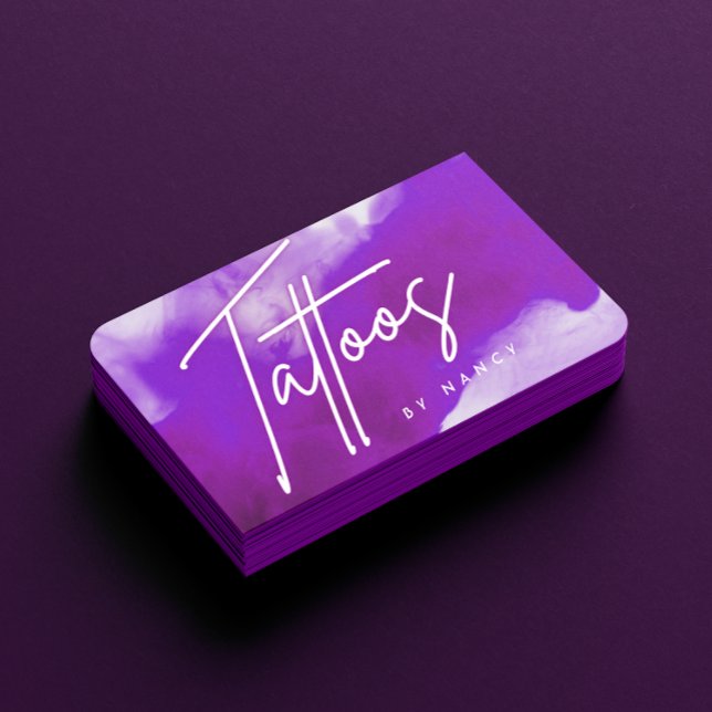 Neon & Lila Smoke Tattoo Artist Visitkort (Skapare uppladdad)