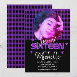 Neon Lila Sweet Sixteen Fotogaller\r\n became Inbjudningar