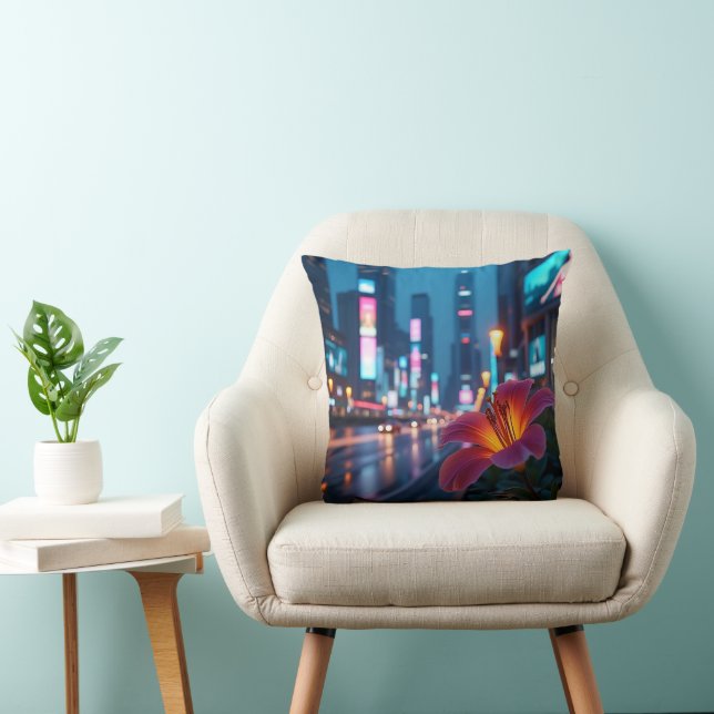Neon Lily Blommar Kudde (Stol)