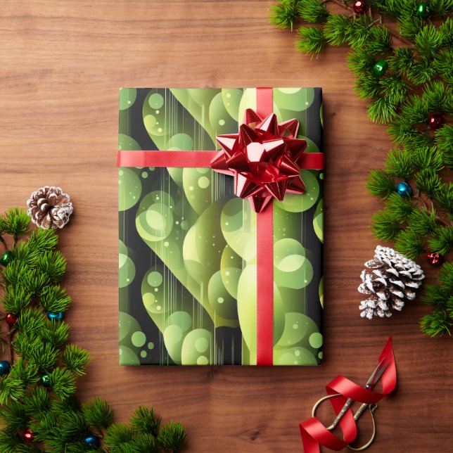 Neon Lime Green Bubble Pattern Presentpapper (Julgåva)