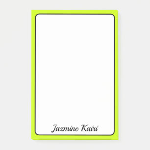 Neon Lime Gult Gräns Professionell Simple Namn Post-it Block
