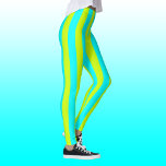 Neon Lime Gult och Neon Cyan Coola Stripe Leggings<br><div class="desc">Neon Lime Gult och Neon Cyan Coola Vintage stripe</div>