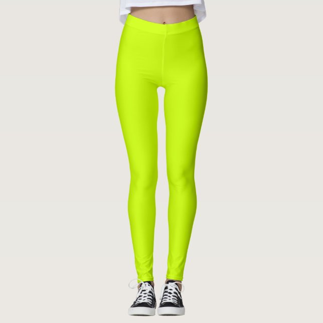 Neon Lime Gult Solid Färg | Klassisk Leggings (Framsida)