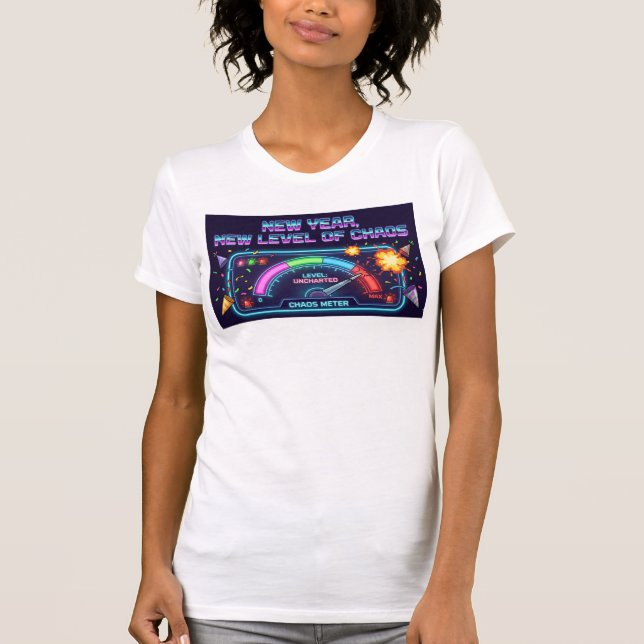 Neon Limit Break: The Uncharted Chaos Meter T Shirt (Framsida)