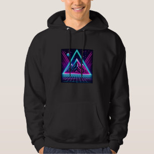 Neon Line Mountain - Futuristiska Extended Glow Hoodie