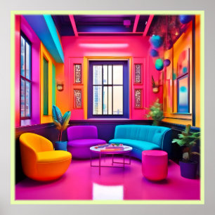 Neon Living Room Bold Färg Poster