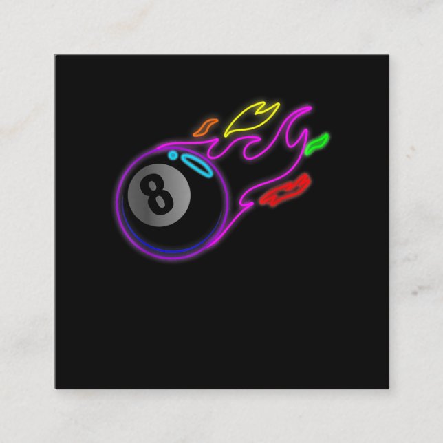 Neon Ljus åtta Boll miljarder Bassäng Fyrkantigt Visitkort (Framsida)