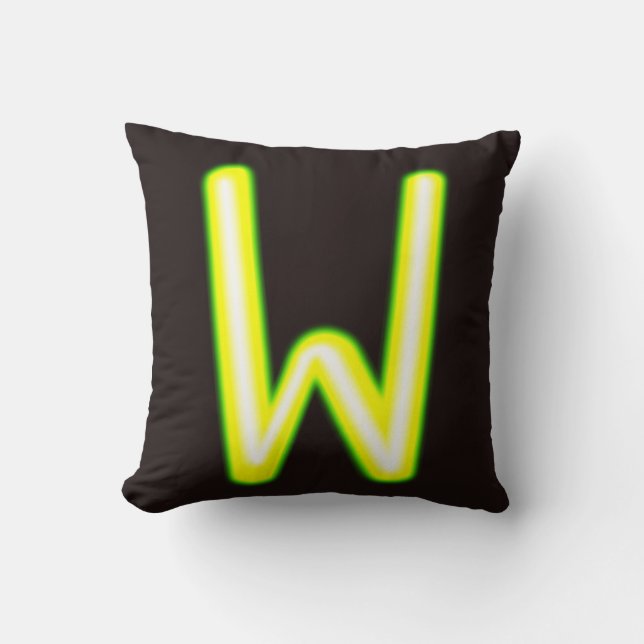 Neon ljus brev W Cushion Kudde (Framsida)