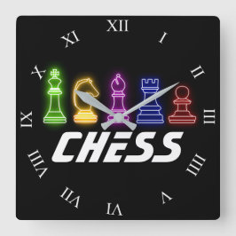 Neon Ljus Chess Biet Chess Kung Fyrkantig Klocka