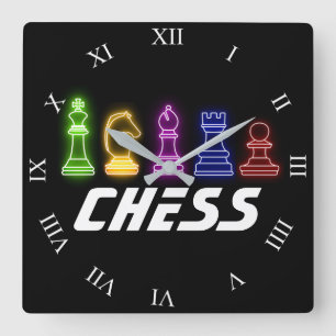 Neon Ljus Chess Biet Chess Kung Fyrkantig Klocka
