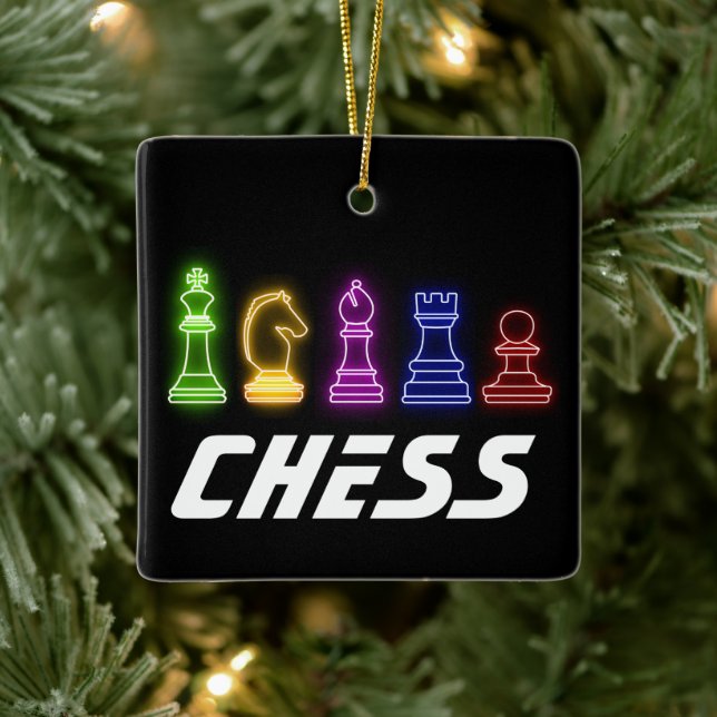 Neon Ljus Chess Delar Chess Kung jul Julgransprydnad Keramik (Träd)