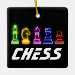 Neon Ljus Chess Delar Chess Kung jul Julgransprydnad Keramik