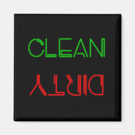 Neon Ljus Clean eller Dirty dischher Magnet