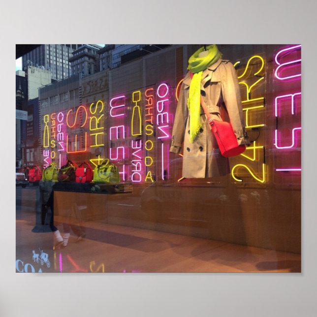 Neon Ljus Department Store Window New York NYC Poster (Framsidan)