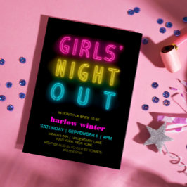 Neon Ljus Girls's Nattut Bachelorette Party Inbjudningar