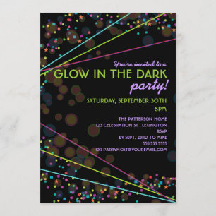 Neon Ljus Glow i Mörk Party-inbjudan Inbjudningar