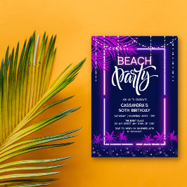 Neon Ljus Handflatan Beach Night Party Birthday Inbjudningar