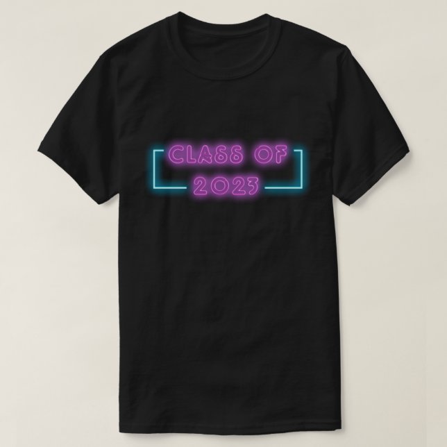 Neon Ljus, klass 2023 Studenten T Shirt (Design framsida)