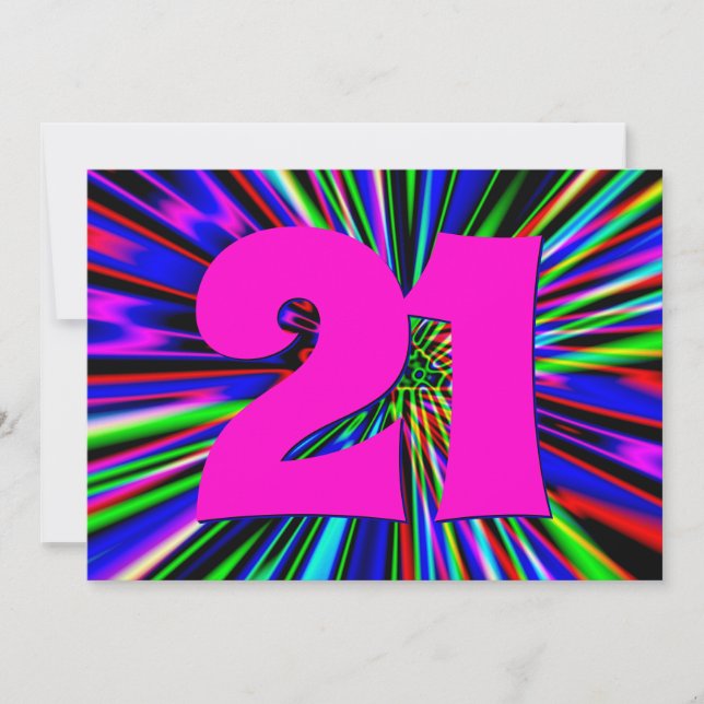 Neon Ljus Klubb 21:a födelsedagen Inbjudningar (Framsida)