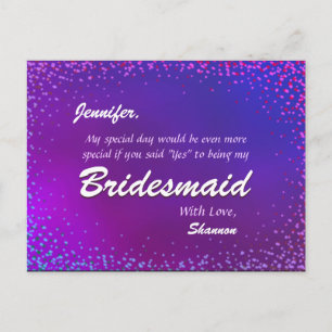 Neon Ljus - kommer du att bli min bridesmaid? Inbjudan Vykort