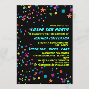 Neon Ljus Laser Märkre Födelsedagsfest inbjudan