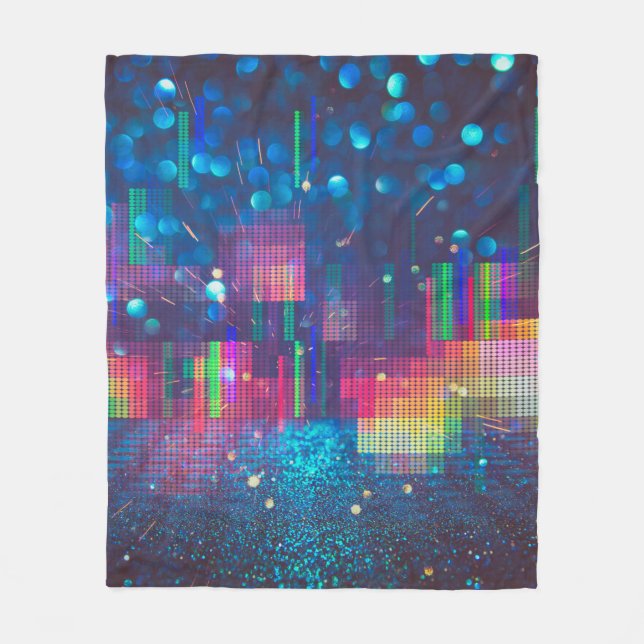 Neon ljus och geometrisk sömlös mönster fleecefilt (Framsidan)