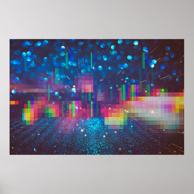 Neon ljus och geometrisk sömlös mönster poster (Framsidan)
