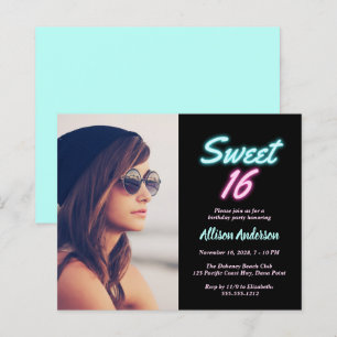 Neon Ljus Photo Budget Sweet 16 Födelsedagsfester