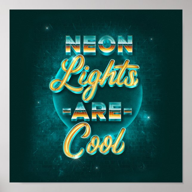 Neon Ljus Square Poster (24x24) (Framsidan)
