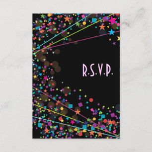 Neon Ljus Sweet 16 Klubb Party OSA Response Card Kort