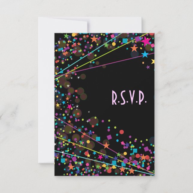Neon Ljus Sweet 16 Klubb Party OSA Response Card Kort (Framsida)