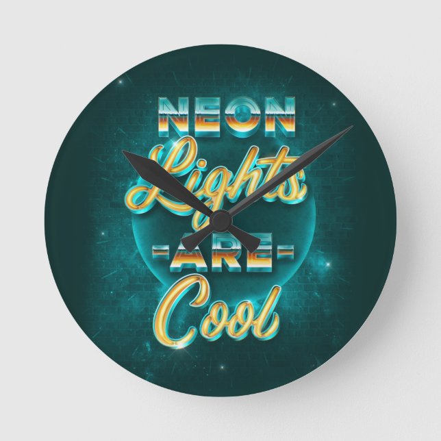 Neon Ljus Wall Clock Rund Klocka (Framsida)