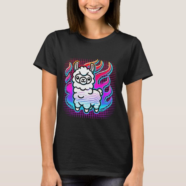 Neon Llama Vibes T Shirt (Framsida)