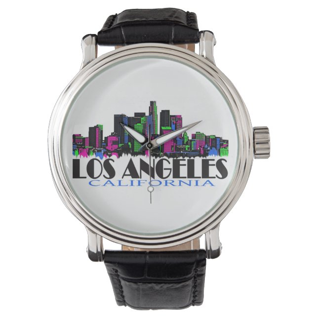 Neon Los Angeles California skyline-handklocka Armbandsur (Framsida)