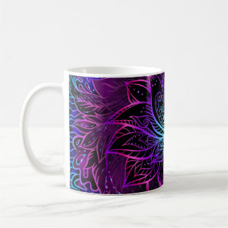 Neon Lotus Flower Boho Skriv ut Kaffemugg