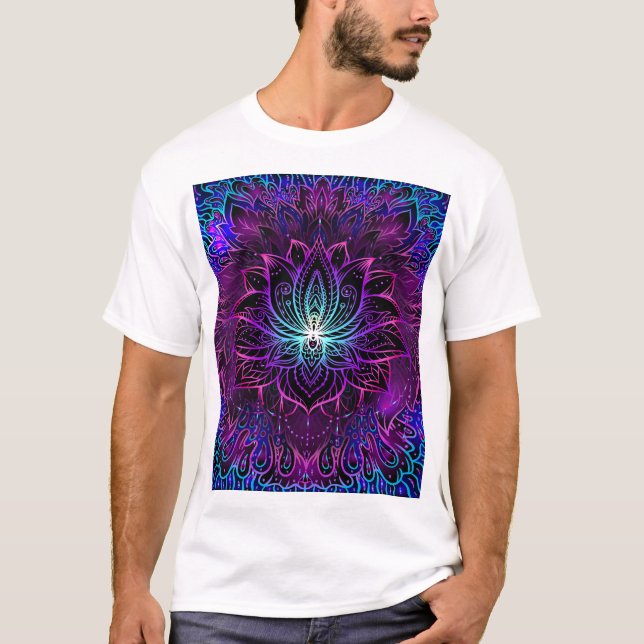 Neon Lotus Flower Boho Skriv ut T Shirt (Framsida)